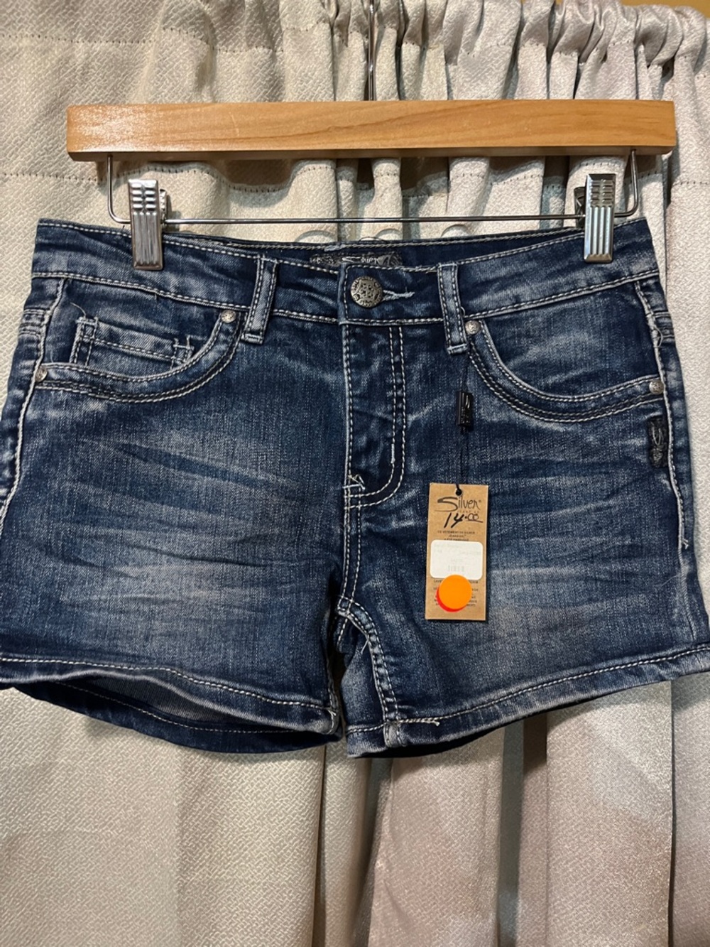Silver Jeans Dark Indigo Distressed Denim Shorts